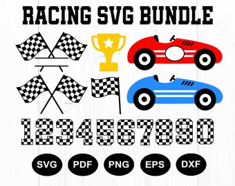 Racing Svg Bundle, Retro Race Car Svg, Race Car Svg, Race Car Clipart, Checkered Flag Svg, Racing Flag Svg, Racing Numbers, Silhouette, Png