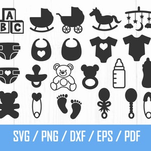 Baby Svg Bundle, Baby Shower Svg, Newborn Svg Bundle, Baby Footprints Svg, Baby Clipart, Cut File For Cricut, Png, Dxf