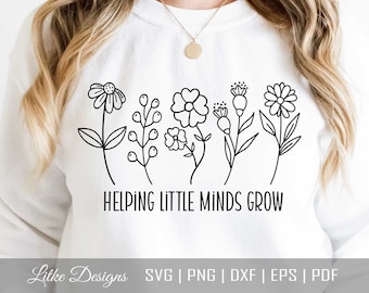 Little Minds helpen groeien Svg, leraar Svg, leraar groeien Svg, Teacher Life Svg, Teacher Facts Svg, gesneden bestanden voor Cricut, silhouet, dxf, png