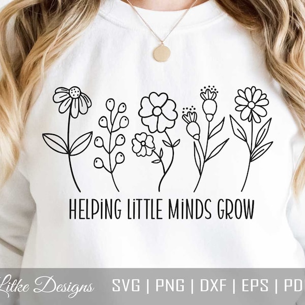 Helping Little Minds Grow Svg, Teacher Svg, Teacher Grow Svg, Teacher Life Svg, Teacher Facts Svg, Cut Files For Cricut, Silhouette, Dxf,Png