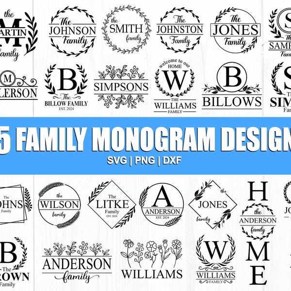 Family Monogram Svg Bundle, Welcome Sign Svg, Welcome Svg Bundle, Family Name Monogram, Farmhouse Porch Sign Svg, Family Sign Svg, Cut File