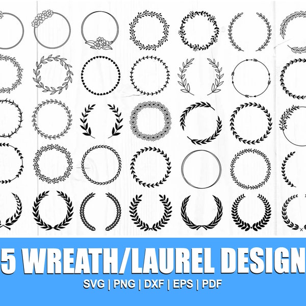 Wreath Svg Bundle, Laurel Svg, Wedding Wreath Svg, Circle Svg, Floral Wreath Svg, Wreath Monogram Svg, Circle Frame Svg, Cut File For Cricut