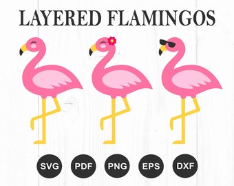 Flamingo Svg, Flamingo Clipart, Summer Svg, Tropical Svg, Vacation Svg, Flamingo Sunglasses Svg, Cut Files For Cricut, Silhouette, Png, Dxf