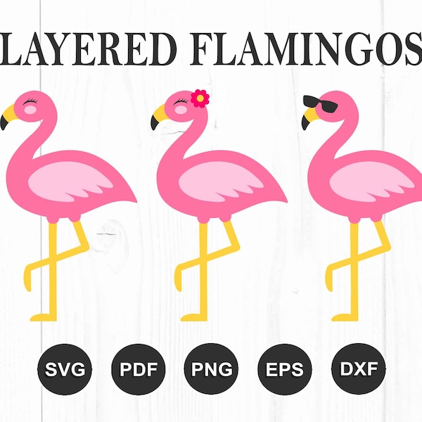 Flamingo Svg, Flamingo Clipart, Summer Svg, Tropical Svg, Vacation Svg, Flamingo Sunglasses Svg, Cut Files For Cricut, Silhouette, Png, Dxf