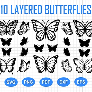 Butterfly SVG, Butterfly Bundle SVG Files, Butterfly SVG Layered, Butterfly Files for Cricut, Butterfly Clipart, Butterflies Svg, Silhouette image 1