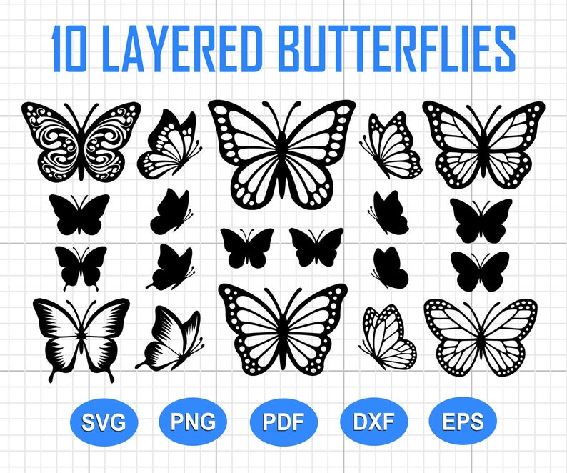 Butterfly SVG, Butterfly Bundle SVG Files, Butterfly SVG Layered, Butterfly Files for Cricut, Butterfly Clipart, Butterflies Svg, Silhouette image 1