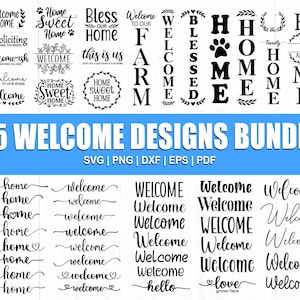 Letrero de bienvenida SVG, paquete de letreros de bienvenida SVG, letrero de granja SVG, letrero de porche SVG, hogar dulce hogar SVG, letrero familiar SVG, archivo de corte para Cricut, DXF PNG