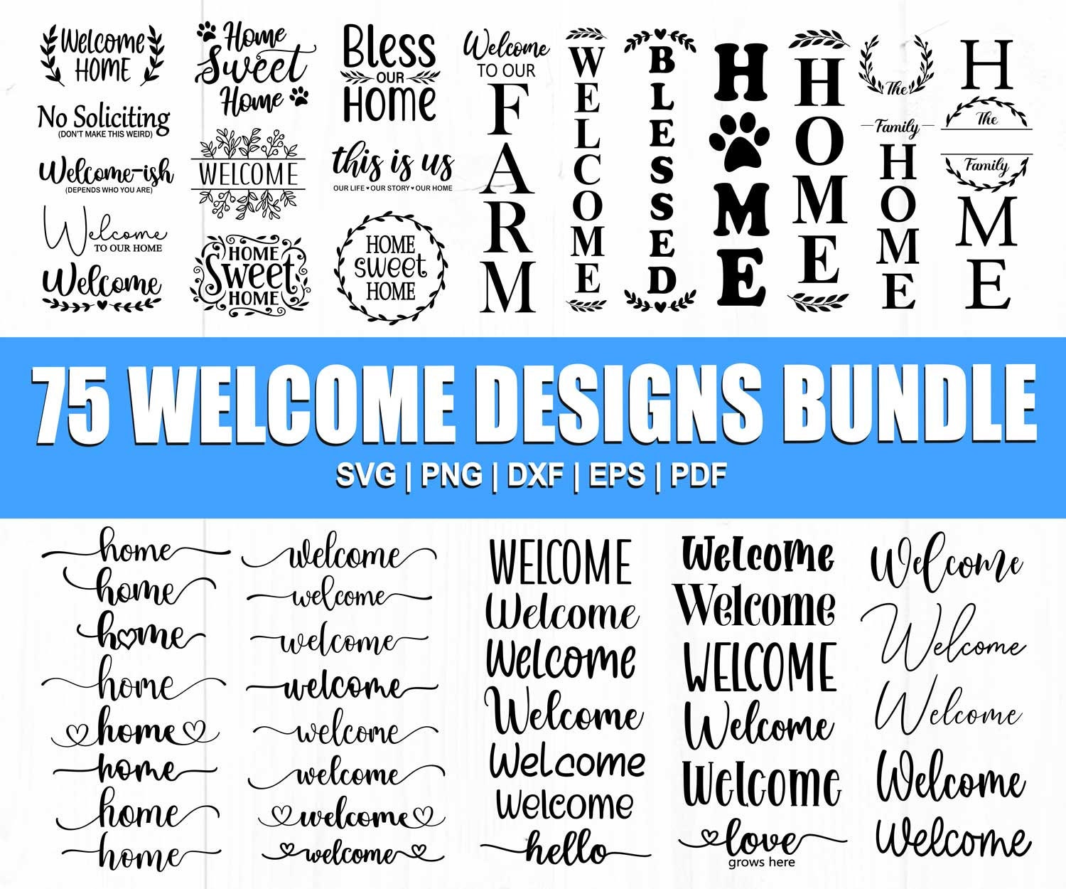 Welcome Sign Svg, Welcome Svg Bundle, Farmhouse Sign Svg, Porch Sign Svg, Home Sweet Home Svg, Family Sign Svg, Cut File For Cricut, Dxf Png