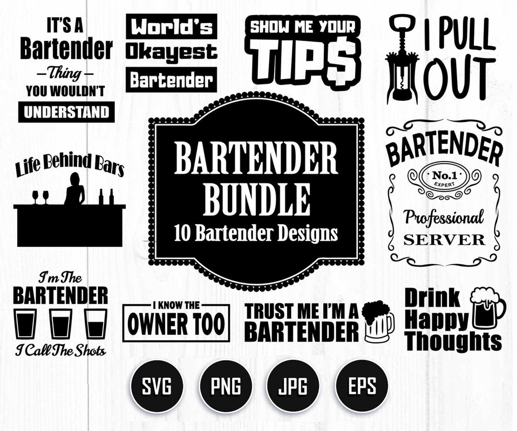 Bartender SVG Bundle Bar SVG Server SVG Bartender Cut - Etsy