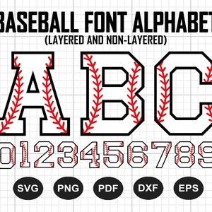 Baseball Font Svg, Baseball Team Svg, Baseball Mom Svg, Softball Svg, College Alphabet, Varsity Letters, Silhouette, Cut File Cricut, Png zdjęcie 1