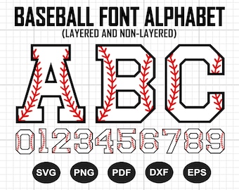 Baseball Font Svg, Baseball Team Svg, Baseball Mom Svg, Softball Svg, College Alphabet, Varsity Letters, Silhouette, Cut File Cricut, Png