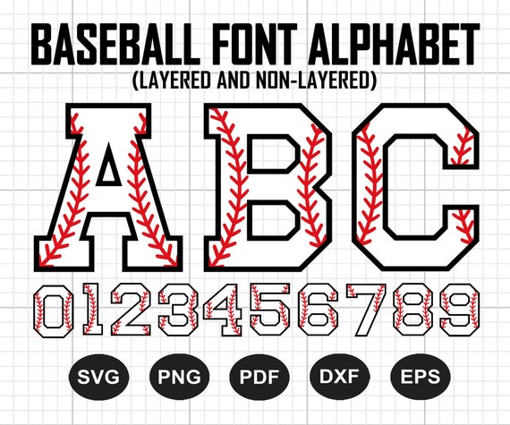 Baseball Font Svg, Baseball Team Svg, Baseball Mom Svg, Softball Svg, College Alphabet, Varsity Letters, Silhouette, Cut File Cricut, Png