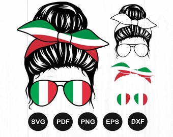 Italy Svg, Italy Flag Svg, Mom Life Svg, Italian Mom Svg, Messy Bun Svg, Messy Bun Hair Svg, Italian Mom Life Svg, Cut File For Cricut, Png