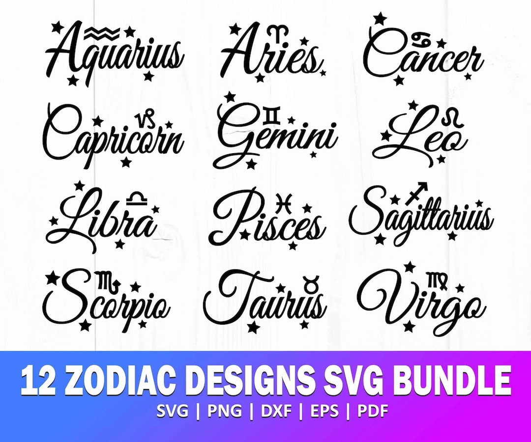 Zodiac Svg Bundle, Horoscope Svg, Astrology Signs svg, Zodiac Symbols Svg, Gemini Svg, Ari