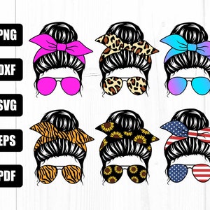 Pacote Mom Life Svg, Messy Bun Svg, Messy Bun Mom Svg, Mom Skull, Messy Bun Hair Svg, Faixa de cabeça Mom Life Svg, Arquivo de corte Cricut, Silhueta