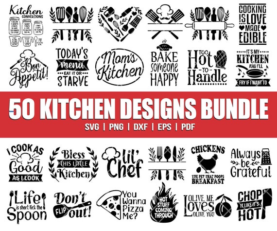 Kitchen Svg Bundle, Kitchen Monogram, Baking Svg, Cooking Svg, Potholder Svg, Kitchen Quotes Svg, Cut Files Cricut, Cutting Board Laser Png