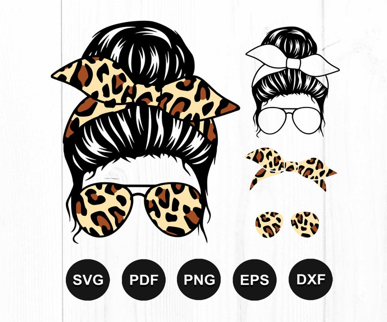 Mom Life Svg, Messy Bun Svg, Mom Life Leopard Svg, Messy Bun Hair Svg, Headband Mom Life Svg, Cheetah Mom Life Svg, Cut File Cricut, Png image 1