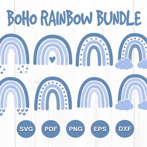 Boho Rainbow Svg, Boho Rainbow Svg Bundle, Rainbow Svg, Pastel Rainbow Svg, Boho Baby Rainbow Svg, Rainbow Clipart, Rainbow Silhouette