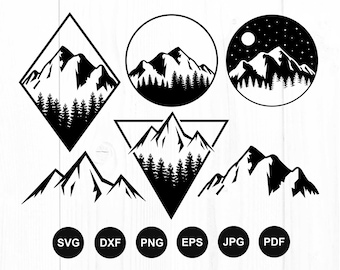 Mountain Svg Bundle, Geometric Mountain Svg, Landscape Svg, Hiking Svg, Camping Outdoors Adventure Svg, Mountains and Forest Svg, Nature Svg