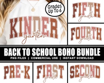 Preppy Back to School Png Bundle, Kindergarten Pre-K 1st 2nd 3rd 4th Grade, Teacher School Shirt Design, Sublimation, Coquette Teacher Png