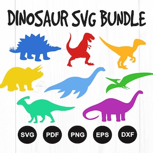 Dinosaurio SVG, paquete SVG de dinosaurio, archivos Svg de dinosaurio para niños, imágenes prediseñadas de dinosaurio, Dino Svg, T-Rex Svg, silueta, archivo recortado para Cricut, Png, DXF