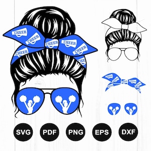 Cheer Mom Svg, Cheer Life Svg, Arquivos Cheerleader Svg, Cheer Mom Life Svg, Messy Bun Svg, Messy Bun Hair Svg, Arquivo cortado para Cricut, Png