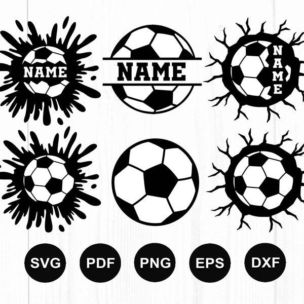 Fußball-Svg-Bundle, Fußball-Monogramm-Svg, Fußball-Designs, Fußball-Mannschafts-Svg, Fußball-Svg, Schnitt-Datei für Cricut, Silhouette, Png, Dxf