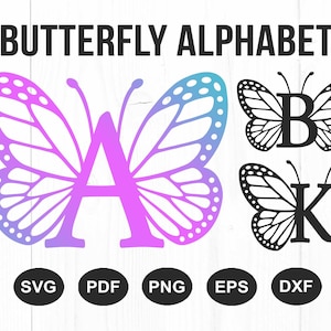 Butterfly Monogram Svg, Butterfly Svg, Butterfly Svg Bundle, Butterfly Alphabet Monogram Svg, Butterflies Svg, Cut Files for Cricut, Dxf,Png