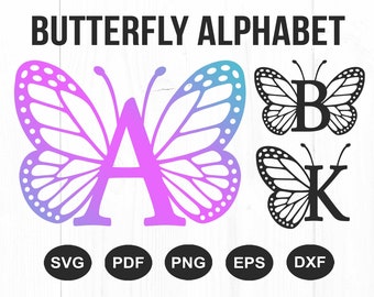 Butterfly Monogram Svg, Butterfly Svg, Butterfly Svg Bundle, Butterfly Alphabet Monogram Svg, Butterflies Svg, Cut Files for Cricut, Dxf,Png