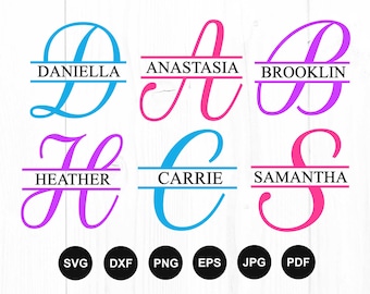 Font Monogram Svg Bundle, Split Monogram Alphabet Svg, Split Monogram Font Svg, Split Monogram Letters Svg, Cut File For Cricut, Png, Dxf