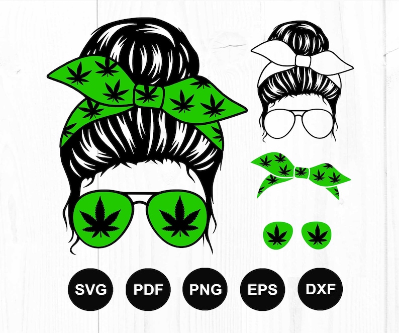 Weed Svg, Mom Life Svg, Cannabis Svg, Marijuana Svg, Messy Bun Svg, Mom Skull Svg, Messy Bun Hair Svg, Cut File Cricut, Silhouette image 1