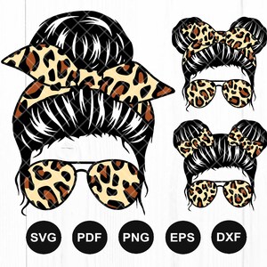 Mom Life Svg, Kid Life Svg, Mom Daughter Svg, Leopard Mom Life Svg, Messy Bun Mom Svg, Cheetah Print Mom Life Svg, Arquivo cortado para Cricut, Png