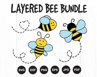 Bee Svg, Bee Svg File, Bee Svg Bundle, Layered Bee Svg, Bee File for Cricut, Bee Clipart, Bumblebee Svg, Honey Bee Svg, Bee Cut File, Dxf