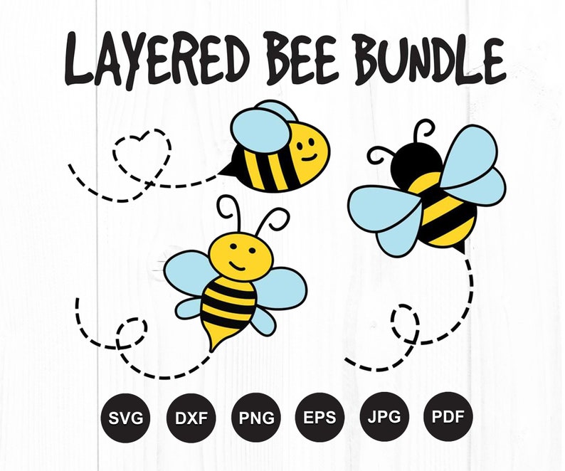 Bee Svg, Bee Svg File, Bee Svg Bundle, Layered Bee Svg, Bee File for Cricut, Bee Clipart, Bumblebee Svg, Honey Bee Svg, Bee Cut File, Dxf image 1