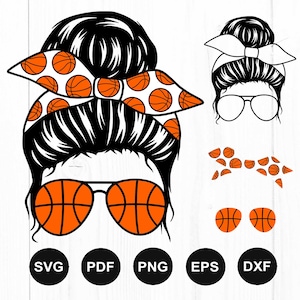 Basketball Mama SVG, Basketball Mama Leben SVG, Mama Leben SVG, unordentlich Bun SVG, unordentlich Bun Haar svg, geschnitten Datei für Cricut, Silhouette, Png, Dxf
