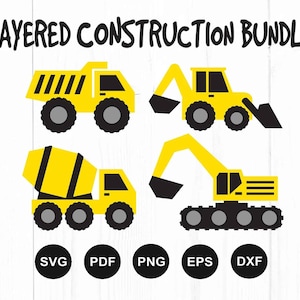 Svg construction, fichiers Svg camions, pelle, Svg camion à benne basculante, clipart construction, pelle Cricut, construction Cricut, Silhouette
