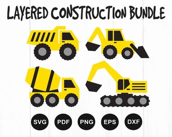 Construction Svg, Trucks Svg Files, Excavator Svg, Dump Truck Svg, Construction Clipart, Cricut Excavator, Cricut Construction, Silhouette