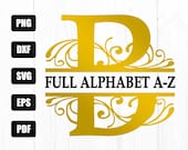 Split Monogram Svg, Font Monogram Svg Bundle, Alphabet Svg, Family Monogram Svg, Split Letter Svg, Regal Initial Svg, Cut File For Cricut