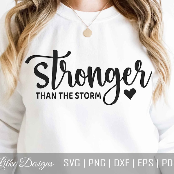 Stronger Than The Storm Svg, Inspirational Svg, Motivational Svg, Inspirational Quotes Svg, Positive Quote Svg, Cut File Cricut, Png