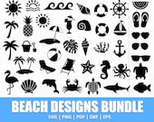 Beach Svg Bundle, Beach Clipart Svg Bundle, Summer Svg, Palm Tree Svg, Beach Life Svg, Tropical Svg, Cut File For Cricut, Silhouette, Png