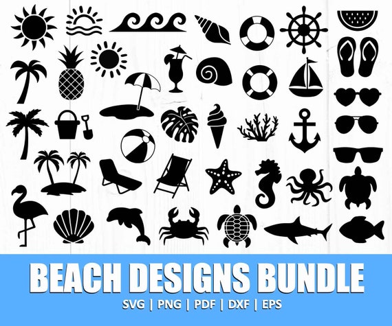 Beach Svg Bundle, Beach Clipart Svg Bundle, Summer Svg, Palm Tree Svg, Beach Life Svg, Tropical Svg, Cut File For Cricut, Silhouette, Png