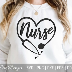 Infirmière Svg | Clipart infirmière | Infirmière vie Svg | Coeur Stéthoscope Svg | Soins infirmiers Svg | Fichier Svg infirmière pour Cricut | Fichier de coupe infirmière | Infirmière Maman