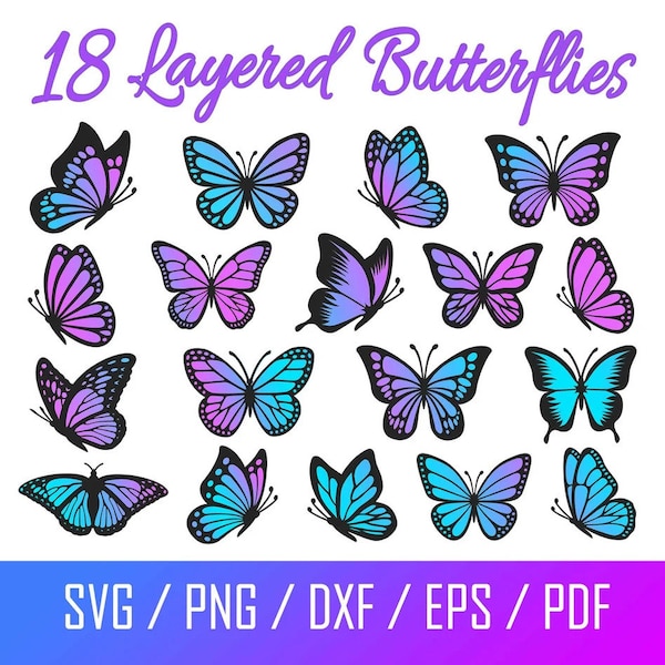 Butterfly SVG, Butterfly Bundle SVG Files, Butterfly SVG Layered, Butterfly Files for Cricut, Butterfly Clipart, Butterflies Svg, Silhouette