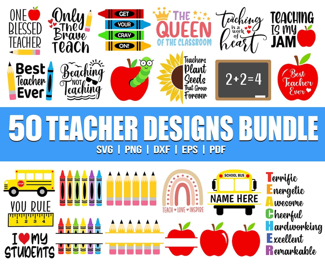 Teacher Svg Bundle, Teacher Clipart, Teacher Quote Svg, Teacher Life Svg,  Back to School Svg, Teacher Appreciation Svg, Sublimation Png, Dxf - Etsy, image size:1080x901