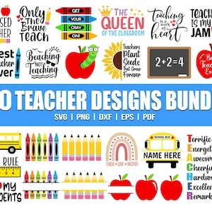 Bundle Svg enseignant, clipart enseignant, Svg citation enseignant, Svg vie enseignant, rentrée des classes Svg, Svg appréciation enseignant, sublimation Png, Dxf