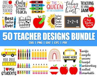 Teacher Svg Bundle, Teacher Clipart, Teacher Quote Svg, Teacher Life Svg, Back to School Svg, Teacher Appreciation Svg, Sublimation Png, Dxf