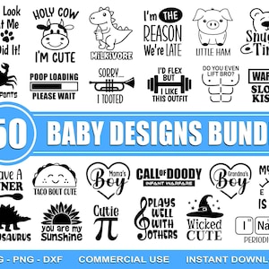 Bundle SVG bébé, Baby Shower SVG, lot de nouveau-né SVG, lot de citations de bébé, bébé mignon disant svg, svg drôle de bébé, Svg bébé garçon fille, Png