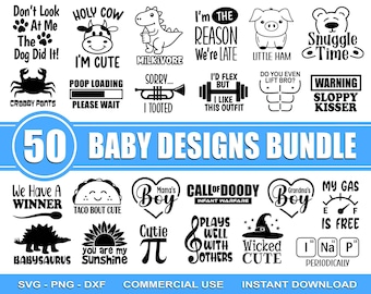 Baby SVG Bundle, Baby Shower SVG, Newborn SVG Bundle, Baby Quote Bundle, Cute Baby Saying svg, Funny Baby svg, Baby Boy Girl Svg, Png