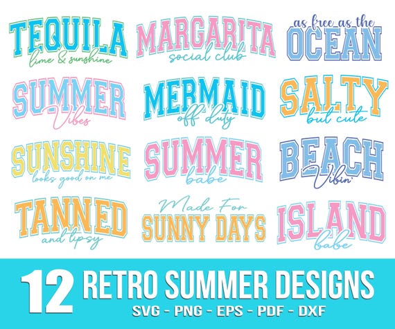 Retro Summer Svg Png, Summer Svg Bundle, Beach Svg Bundle, Vacation Svg, Beach Life Svg, Tropical Svg, Summer Sublimation Bundle, Silhouette