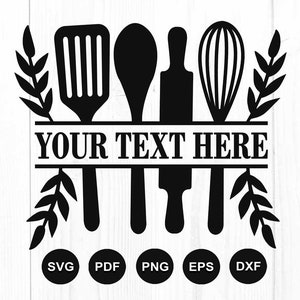 Kitchen Svg, Monogram Svg, Kitchen Sign Svg, Cutting Board Svg, Potholder Svg, Baking Svg, Cooking Svg, Kitchen Cut File, Silhouette, Png